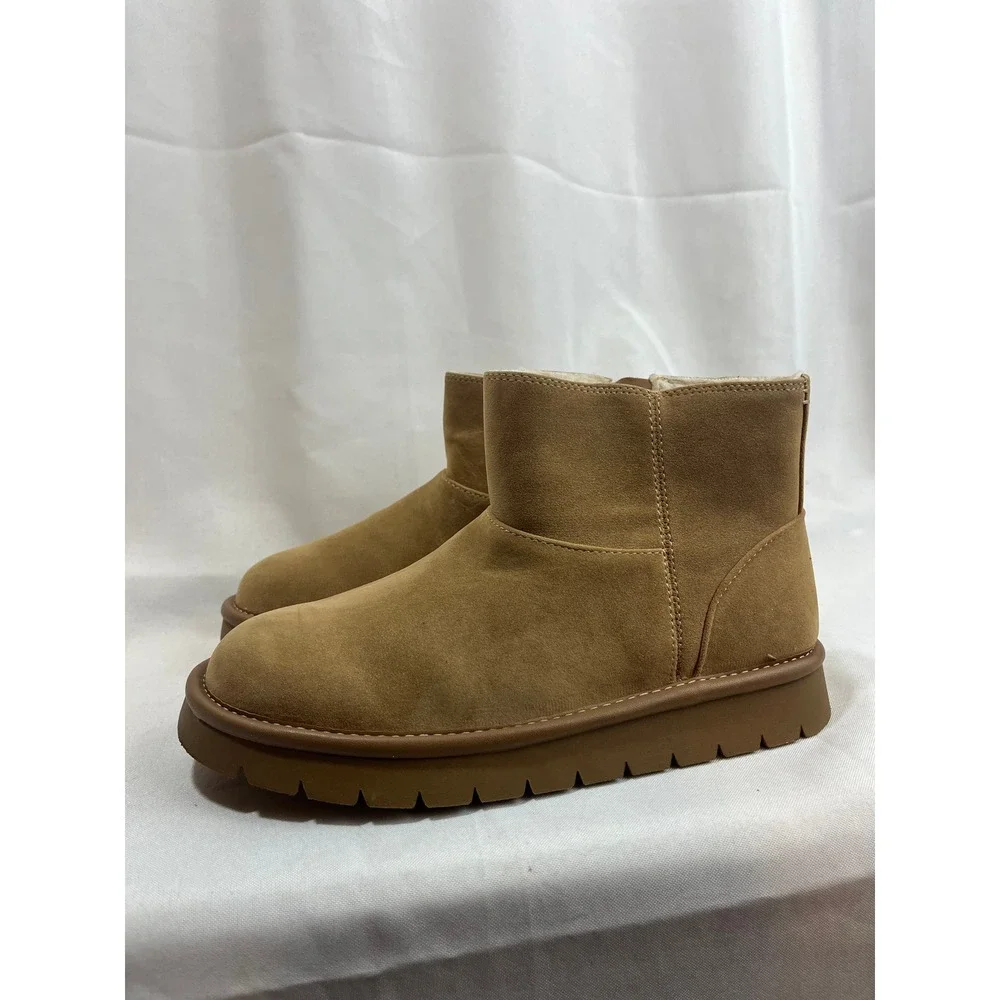 Universal Thread Womens Cognac Faux Suede Shearling Lined Ankle Boots Size 6 NEW